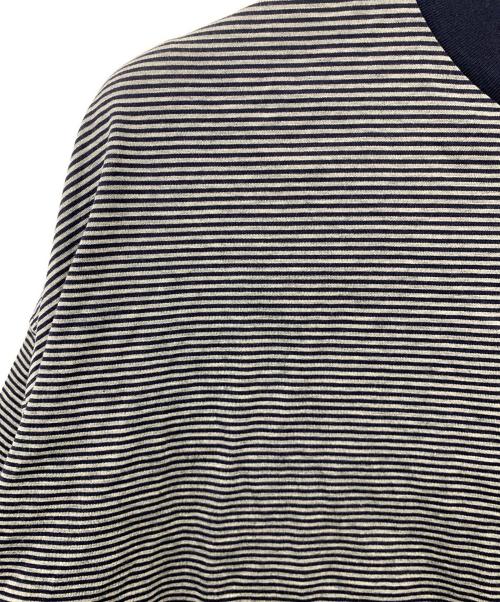 is-ness（イズネス）is-ness (イズネス) Balloon Border Long-sleeve T-Shirt グレー×ネイビー サイズ:Lの古着・服飾アイテム