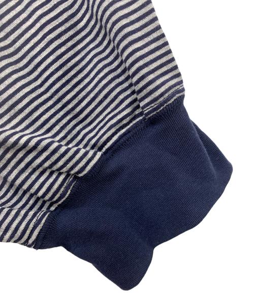 is-ness（イズネス）is-ness (イズネス) Balloon Border Long-sleeve T-Shirt グレー×ネイビー サイズ:Lの古着・服飾アイテム