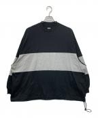 is-nessイズネス）の古着「BALLOON COLOR BLOCK L/S TEE」｜ブラック×グレー