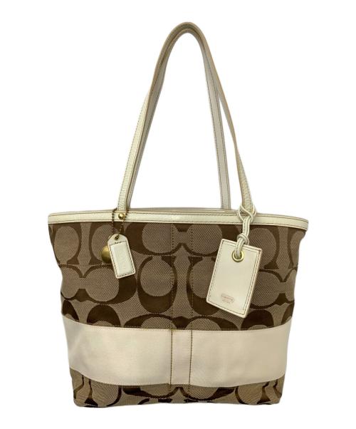 COACH（コーチ）COACH (コーチ) トートバッグ ベージュ×ホワイトの古着・服飾アイテム