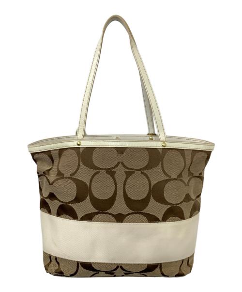 COACH（コーチ）COACH (コーチ) トートバッグ ベージュ×ホワイトの古着・服飾アイテム