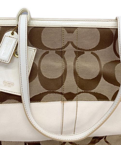 COACH（コーチ）COACH (コーチ) トートバッグ ベージュ×ホワイトの古着・服飾アイテム