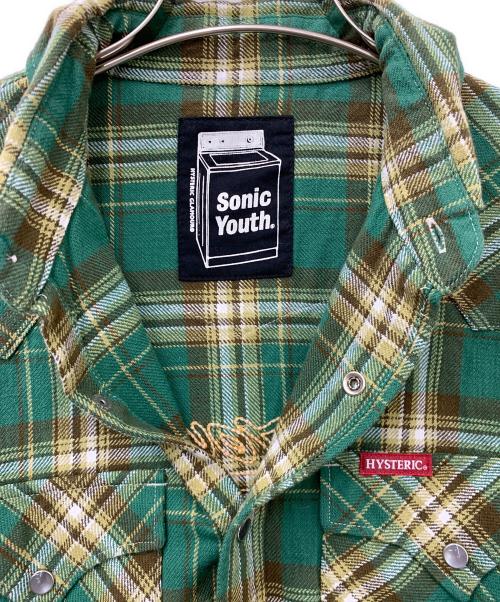 Hysteric Glamour（ヒステリックグラマー）Hysteric Glamour (ヒステリックグラマー) チェックネルシャツ グリーン サイズ:Lの古着・服飾アイテム