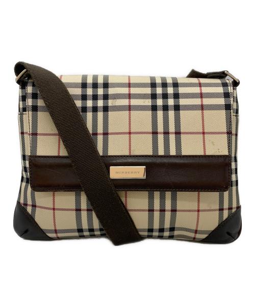 BURBERRY（バーバリー）BURBERRY (バーバリー) ノバチェック フラップショルダーバッグ ベージュの古着・服飾アイテム