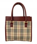 BURBERRYバーバリー）の古着「ノバチェック ハンドバッグ」｜ベージュ×レッド