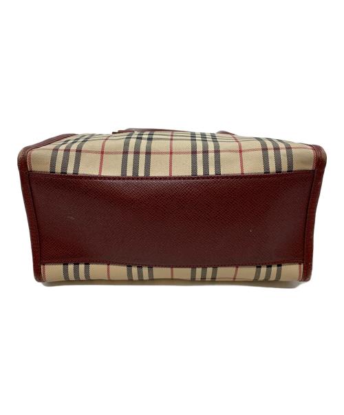 BURBERRY（バーバリー）BURBERRY (バーバリー) ノバチェック ハンドバッグ ベージュ×レッドの古着・服飾アイテム