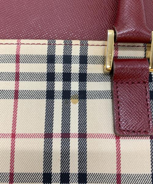 BURBERRY（バーバリー）BURBERRY (バーバリー) ノバチェック ハンドバッグ ベージュ×レッドの古着・服飾アイテム