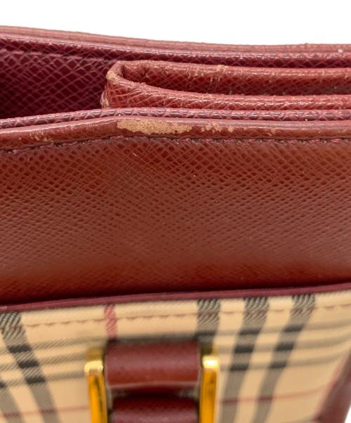 BURBERRY（バーバリー）BURBERRY (バーバリー) ノバチェック ハンドバッグ ベージュ×レッドの古着・服飾アイテム