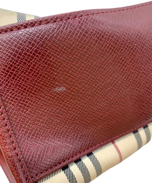 BURBERRY（バーバリー）BURBERRY (バーバリー) ノバチェック ハンドバッグ ベージュ×レッドの古着・服飾アイテム