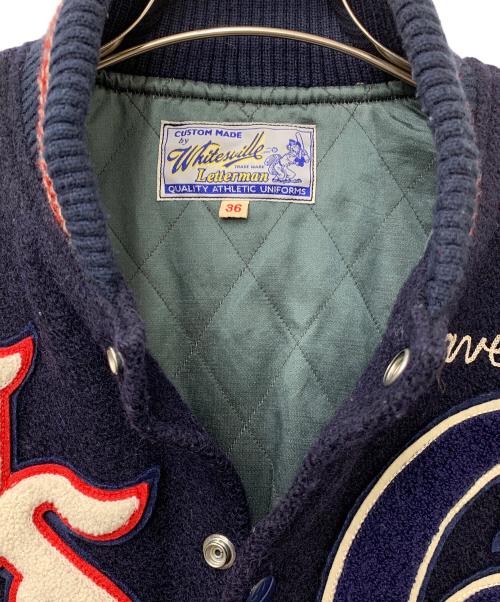 whitesville（ホワイツビル）WHITESVILLE (ホワイツビル) フルデコアワードジャケット ネイビー×ベージュ サイズ:36の古着・服飾アイテム