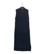 TODAYFULトゥデイフル）の古着「Slit Neck Knitdress」｜ネイビー