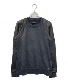 DIESEL（ディーゼル）の古着「切り替えレザースウェット」｜ブラック