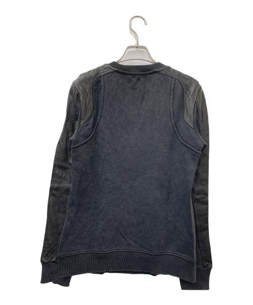 DIESEL（ディーゼル）DIESEL (ディーゼル) 切り替えレザースウェット ブラック サイズ:Sの古着・服飾アイテム