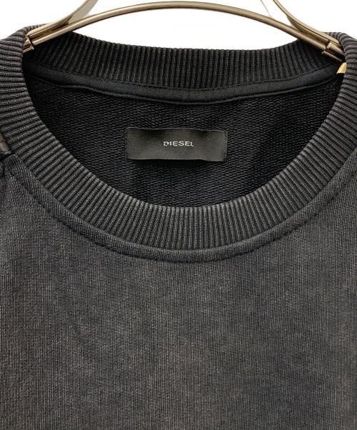 DIESEL（ディーゼル）DIESEL (ディーゼル) 切り替えレザースウェット ブラック サイズ:Sの古着・服飾アイテム