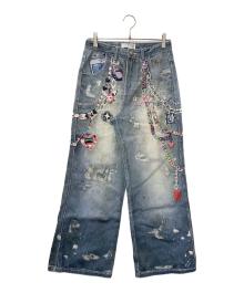 DND4DES（ディーエヌディーフォーデス）の古着「Y2K Cartoon Pendants Print Pants」｜ブルー