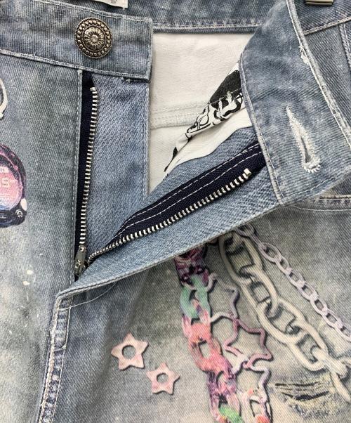 DND4DES（ディーエヌディーフォーデス）DND4DES (ディーエヌディーフォーデス) Y2K Cartoon Pendants Print Pants ブルー サイズ:Mの古着・服飾アイテム