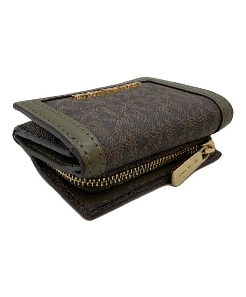 MICHAEL KORS（マイケルコース）MICHAEL KORS (マイケルコース) コンパクトウォレット ブラウン×カーキの古着・服飾アイテム