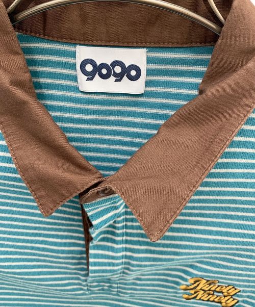 9090（9090）9090 (9090) ポロシャツ ブルー×ブラウン サイズ:Ｍの古着・服飾アイテム