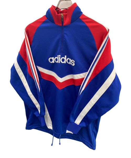adidas（アディダス）adidas (アディダス) 90'sハーフジップトラックジャケット ブルー×レッド サイズ:MLの古着・服飾アイテム