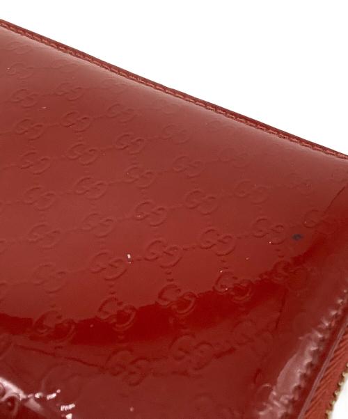 GUCCI（グッチ）GUCCI (グッチ) グッチシマ ラウンドファスナー長財布 レッドの古着・服飾アイテム