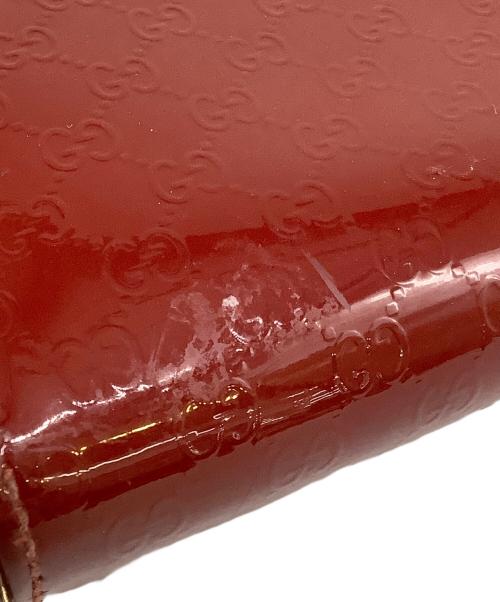 GUCCI（グッチ）GUCCI (グッチ) グッチシマ ラウンドファスナー長財布 レッドの古着・服飾アイテム