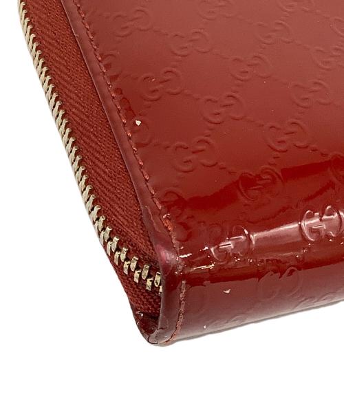 GUCCI（グッチ）GUCCI (グッチ) グッチシマ ラウンドファスナー長財布 レッドの古着・服飾アイテム