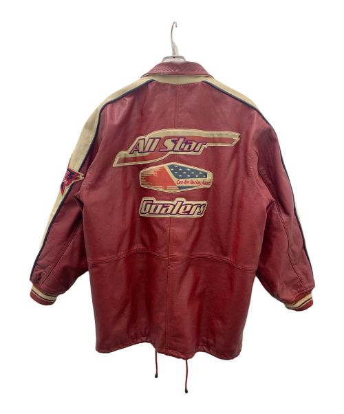 AVIREX（アヴィレックス）AVIREX (アヴィレックス) ゴラーズジャケット リバイバル ベージュ×レッド サイズ:XLの古着・服飾アイテム