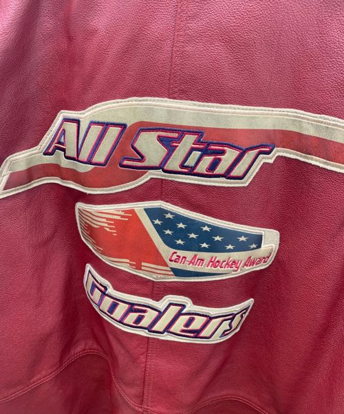 AVIREX（アヴィレックス）AVIREX (アヴィレックス) ゴラーズジャケット リバイバル ベージュ×レッド サイズ:XLの古着・服飾アイテム