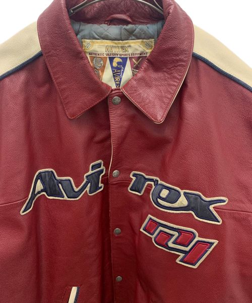 AVIREX（アヴィレックス）AVIREX (アヴィレックス) ゴラーズジャケット リバイバル ベージュ×レッド サイズ:XLの古着・服飾アイテム