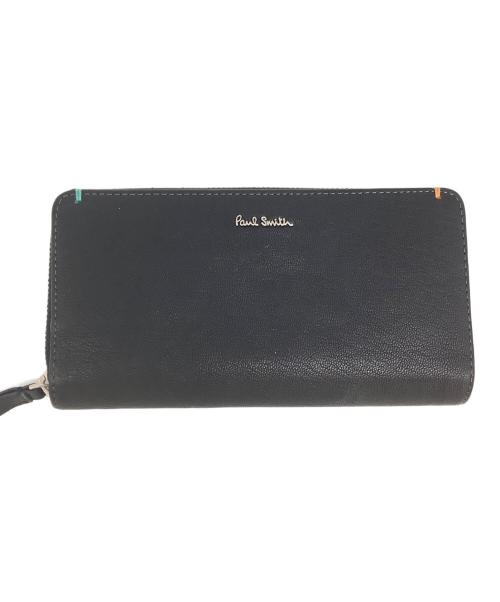 PAUL SMITH（ポールスミス）Paul Smith (ポールスミス) ハイライトステッチ長財布 ブラックの古着・服飾アイテム