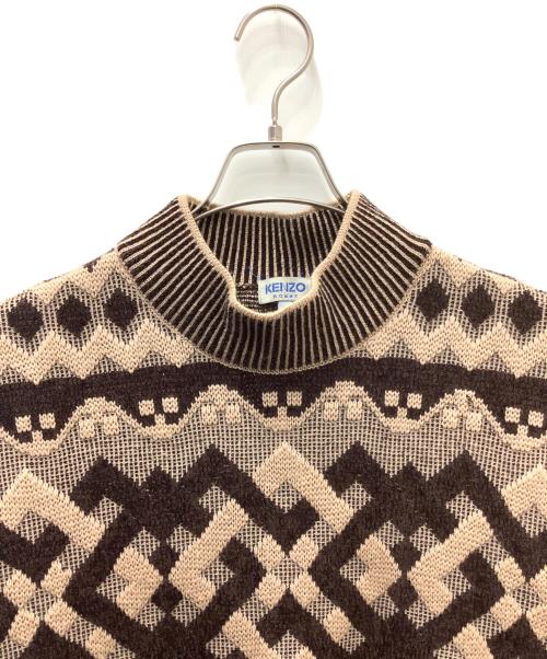 KENZO（ケンゾー）KENZO (ケンゾー) ニット ブラウン×ベージュ サイズ:FREEの古着・服飾アイテム