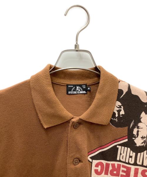 Hysteric Glamour（ヒステリックグラマー）Hysteric Glamour (ヒステリックグラマー) BAD GIRLプリントビッグポロシャツ ブラウン サイズ:Ｍの古着・服飾アイテム
