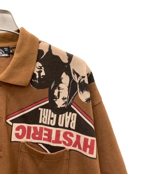 Hysteric Glamour（ヒステリックグラマー）Hysteric Glamour (ヒステリックグラマー) BAD GIRLプリントビッグポロシャツ ブラウン サイズ:Ｍの古着・服飾アイテム