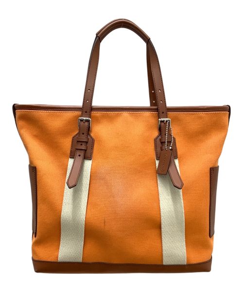 COACH（コーチ）COACH (コーチ) Bleeker City Canvas Tote オレンジ×ブラウンの古着・服飾アイテム