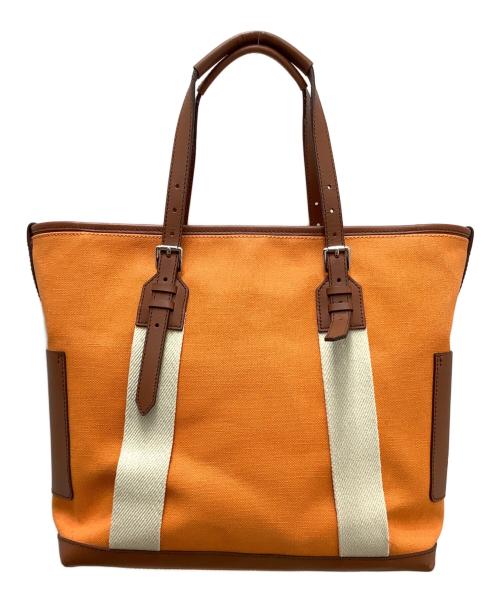COACH（コーチ）COACH (コーチ) Bleeker City Canvas Tote オレンジ×ブラウンの古着・服飾アイテム