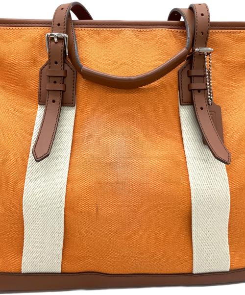 COACH（コーチ）COACH (コーチ) Bleeker City Canvas Tote オレンジ×ブラウンの古着・服飾アイテム