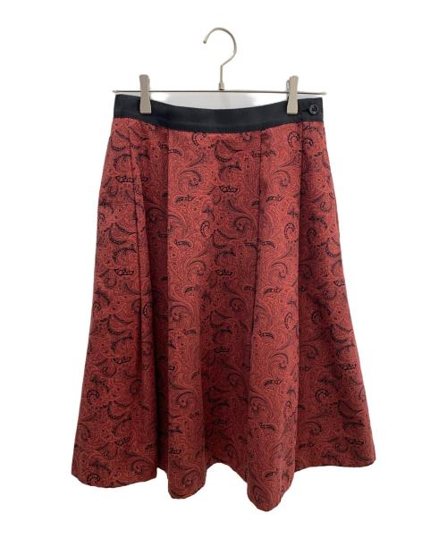 MARGARET HOWELL（マーガレットハウエル）MARGARET HOWELL (マーガレットハウエル) ミモレ丈ペイズリー柄スカート レッド×ブラック サイズ:Ｍの古着・服飾アイテム