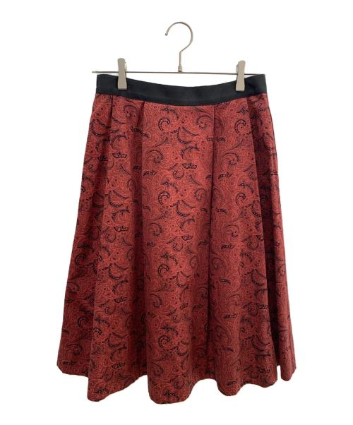 MARGARET HOWELL（マーガレットハウエル）MARGARET HOWELL (マーガレットハウエル) ミモレ丈ペイズリー柄スカート レッド×ブラック サイズ:Ｍの古着・服飾アイテム