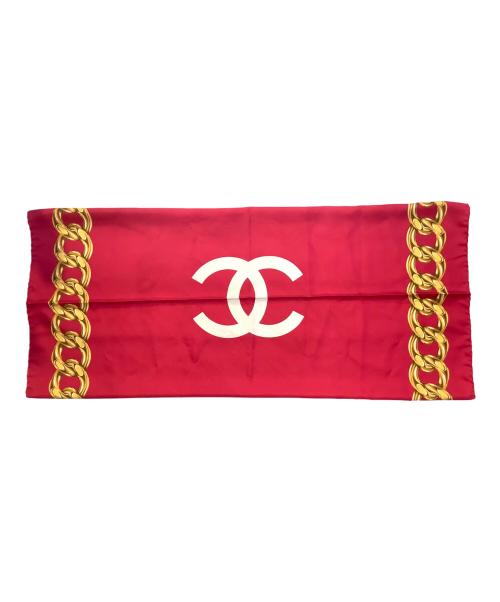CHANEL（シャネル）CHANEL (シャネル) チェーン柄　シルクスカーフ レッドの古着・服飾アイテム