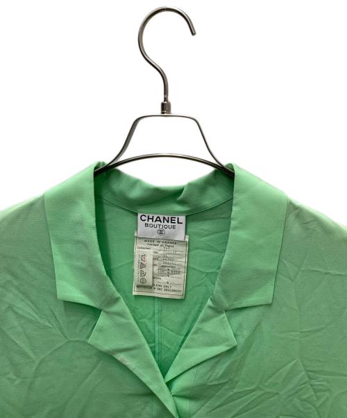 CHANEL（シャネル）CHANEL (シャネル) シルク100％シャツワンピース グリーン サイズ:48の古着・服飾アイテム