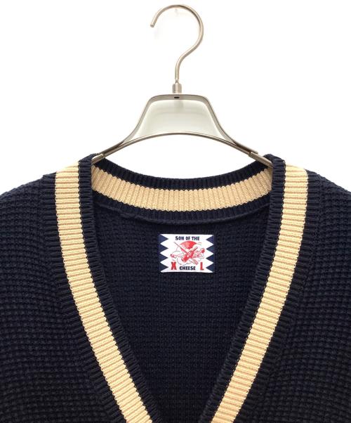 son of the cheese（（サノバチーズ））son of the cheese (（サノバチーズ）) ニットカーディガン ベージュ×ネイビー サイズ:XLの古着・服飾アイテム