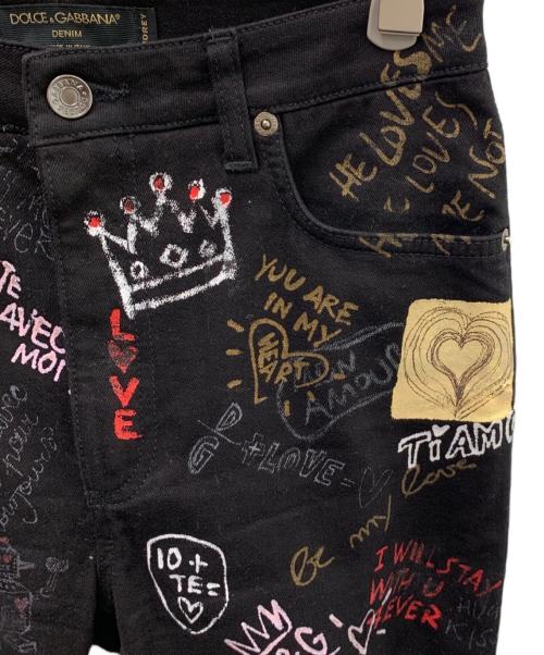 DOLCE & GABBANA（ドルチェ＆ガッバーナ）DOLCE & GABBANA (ドルチェ＆ガッバーナ) ペイントデニムパンツ ブラック サイズ:40の古着・服飾アイテム