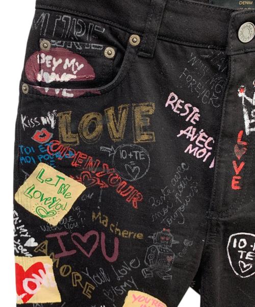 DOLCE & GABBANA（ドルチェ＆ガッバーナ）DOLCE & GABBANA (ドルチェ＆ガッバーナ) ペイントデニムパンツ ブラック サイズ:40の古着・服飾アイテム