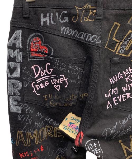 DOLCE & GABBANA（ドルチェ＆ガッバーナ）DOLCE & GABBANA (ドルチェ＆ガッバーナ) ペイントデニムパンツ ブラック サイズ:40の古着・服飾アイテム