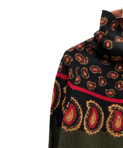 TOGA PULLA（トーガ プルラ）TOGA PULLA (トーガ プルラ) ジャガードペイズリーニット グリーン×ブラック サイズ:36の古着・服飾アイテム