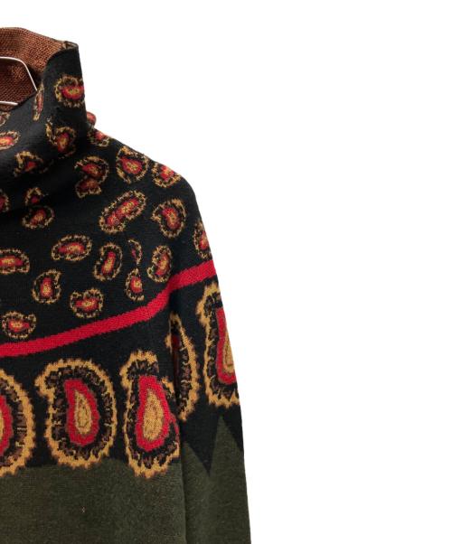 TOGA PULLA（トーガ プルラ）TOGA PULLA (トーガ プルラ) ジャガードペイズリーニット グリーン×ブラック サイズ:36の古着・服飾アイテム