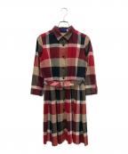 BLUE LABEL CRESTBRIDGEブルーレーベルクレストブリッジ）の古着「シャツワンピース」｜レッド