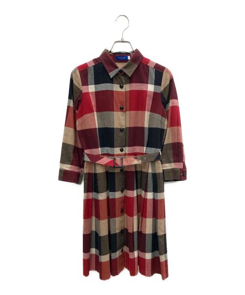 BLUE LABEL CRESTBRIDGE（ブルーレーベルクレストブリッジ）BLUE LABEL CRESTBRIDGE (ブルーレーベルクレストブリッジ) シャツワンピース レッド サイズ:36の古着・服飾アイテム
