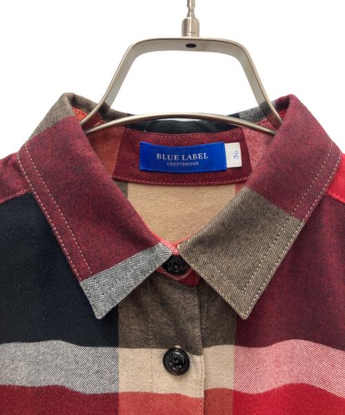 BLUE LABEL CRESTBRIDGE（ブルーレーベルクレストブリッジ）BLUE LABEL CRESTBRIDGE (ブルーレーベルクレストブリッジ) シャツワンピース レッド サイズ:36の古着・服飾アイテム