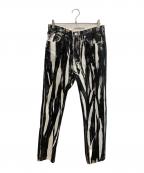 JOHN LAWRENCE SULLIVANジョン ローレンス サリバン）の古着「WRINKLE PRINT DENIM PANTS」｜ブラック×ホワイト